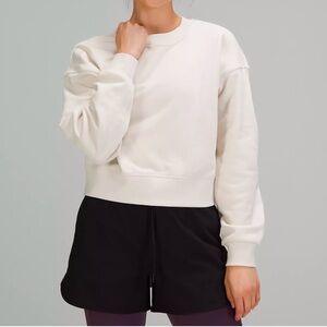 Lululemon Softstreme Perfectly Oversized Cropped Crew White Opal, Size 4